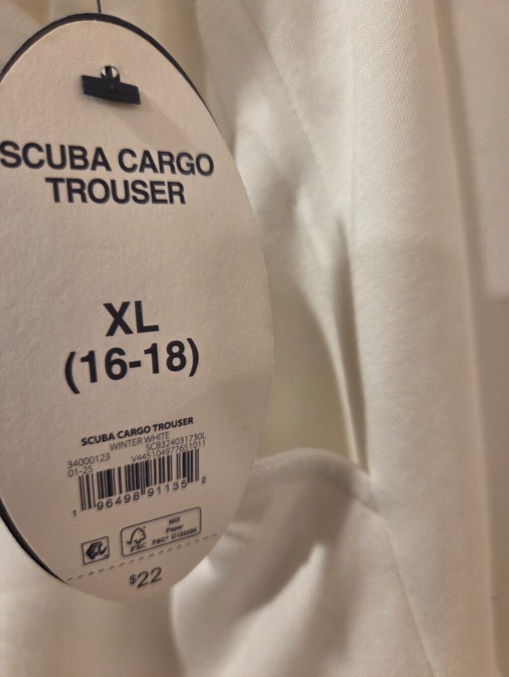 Scoop Cream Scuba Cargo Trousers Pocket Joggers Xl - Picture 9 of 9